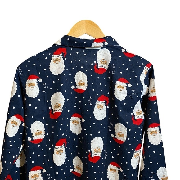 NWT Old Navy Brown Face Santa Claus Christmas Unisex Button Pajamas Shirt  XXL - Picture 5 of 16